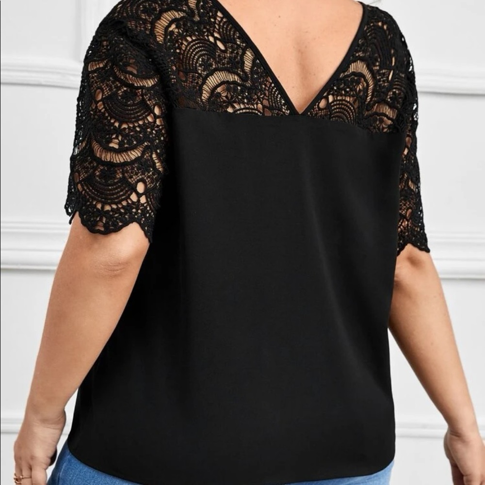 Boho Plus Size Floral Sheer Mesh Lace Butterfly Sleeve Shirt Top Blouse - Picture 2 of 12